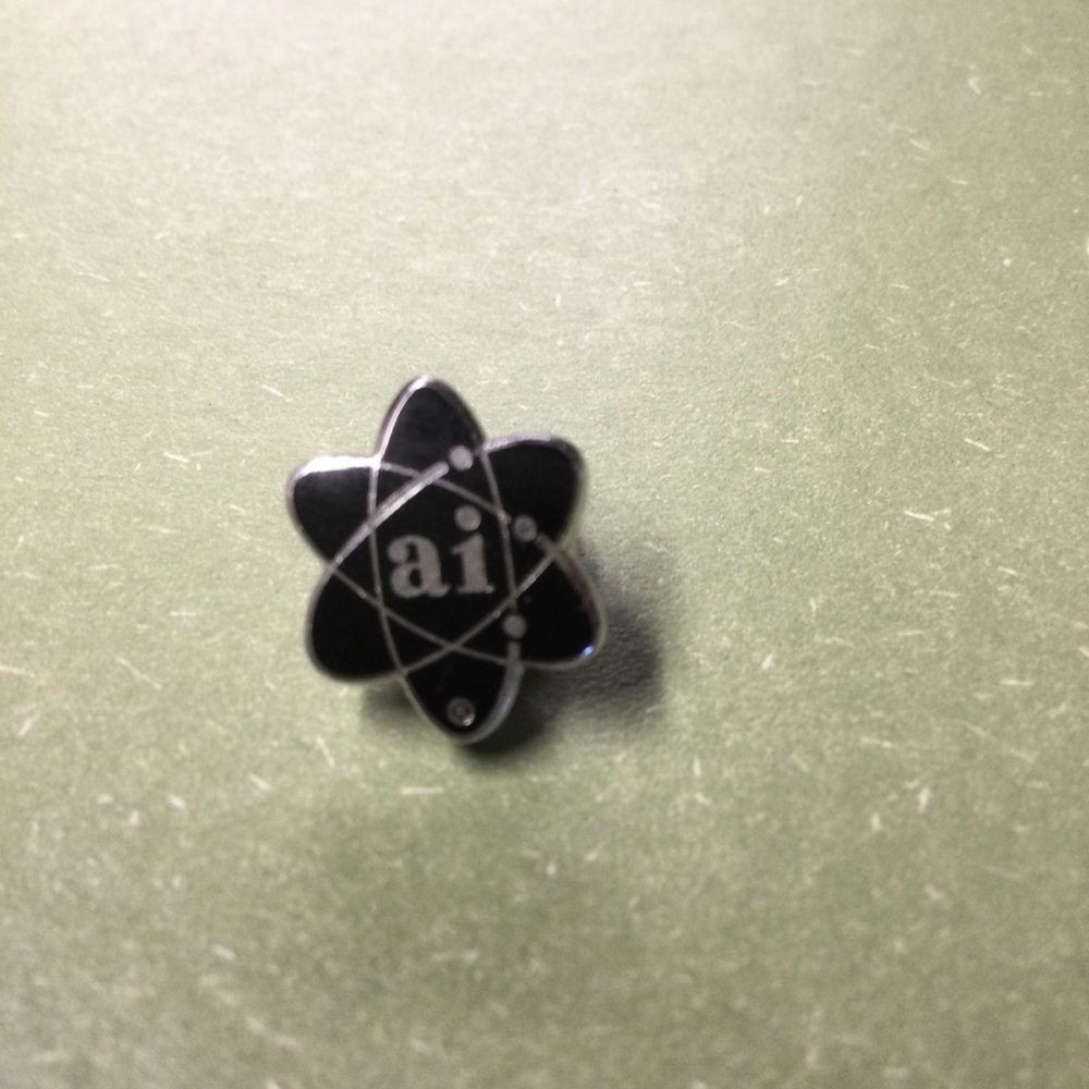 Ai Artificial Intelligence Atomic Atom ai Lapel Pin Black and Silver Vintage